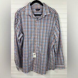Bar III men’s red, white, blue plaid button down slim fit  Shirt. NWT. Size XL